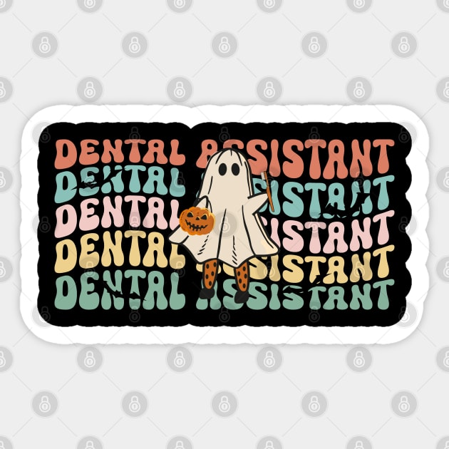 Spooky Dentist Hygienist Retro Dental Assistant Halloween Sticker by WildFoxFarmCo